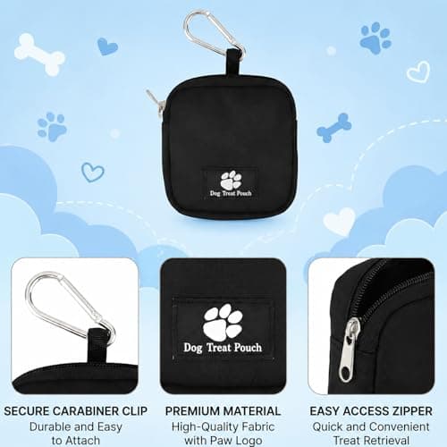BOFYTR 2Pcs Black Dog Treat Pouch, Magnetic Closure Training Bag with Clip, Compact Storage Pouch for Outdoor Walking & Hiking — view 3