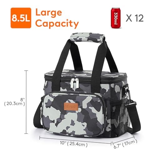Lifewit Lunch Bag 9L 12 Can Insulated Lunch Box Soft Cooler Cooling Tote for Adult Men Women, Camouflage — view 3