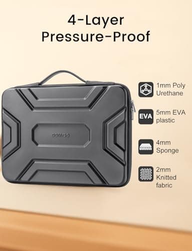 DOMISO 15.6 inch Laptop Sleeve with Handle Shockproof Waterproof EVA Protective Case for 16" MacBook Pro/Max M2 M1 2019-2023,15"-16" HP Dell Asus Laptop,Dell XPS 15, Dark Grey — view 2
