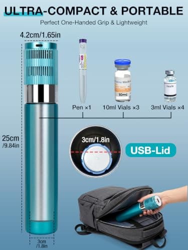 YOUSHARES Mini Electric Insulin Cooler Travel Case TSA-Approved USB Power — view 5