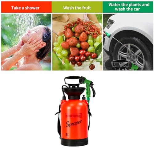 5L Pump Action Pressure Sprayer Portable Camping Shower, For Garden Travel Hiking Climbing Summer Bathing, Car Truck Outdoor Washing Dog Pet Cleaning (WHITE) — view 3