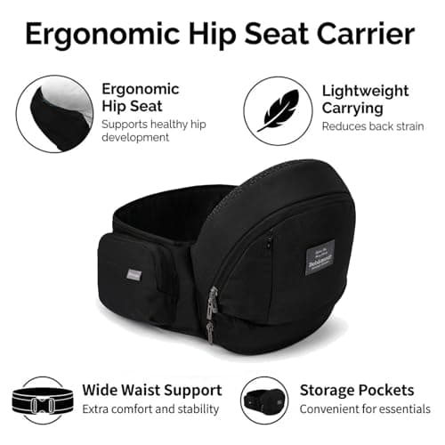 Bebamour Baby Hip Seat Carrier, Ergonomic Waist Seat for Baby & Toddler, Hands-Free Side Carry Support, Padded Waist Belt, Lightweight Design, Black — view 4