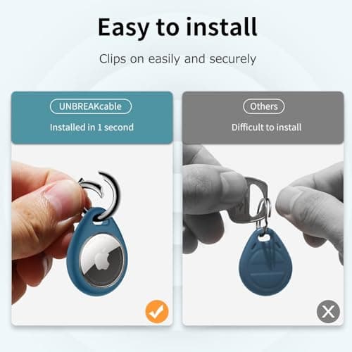 UNBREAKcable 360° Protective Case for AirTag (1st & 2nd Generation) [4 Pack], TPU Full Cover Keyring Holder with Premium Zinc Alloy Spring Clip, Scratch-Resistant Design for Keys, Bags, Luggage — view 6