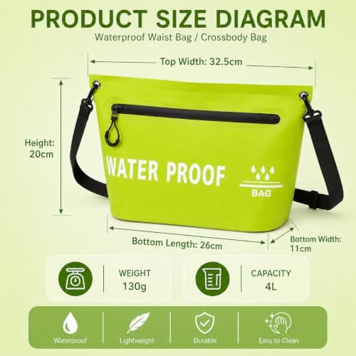 AURALIN Waterproof Dry Bag 4 L Green PVC Airtight Zip Shoulder Strap — view 2