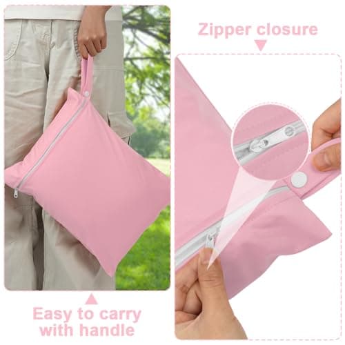 AOOSA 2PCS Wet Bags, Reusable Cloth Diaper Bags with Handle and Zipper — view 5