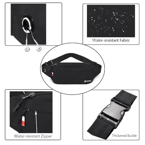 Bum Bag for Ladies Women Men Girls Bumbags Waist Fanny Pack with Headphone Jack and Adjustable Belt for Sport Running Hiking Jogging Gifts for Men Women — view 5