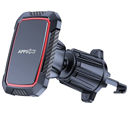 APPS2Car Magnetic Car Phone Holder Air Vent Mount – Universal Phone Holder for Car, Strong Magnet Grip, 360° Rotation, Secure Hook Clip, Compatible with iPhone, smartphones – Black