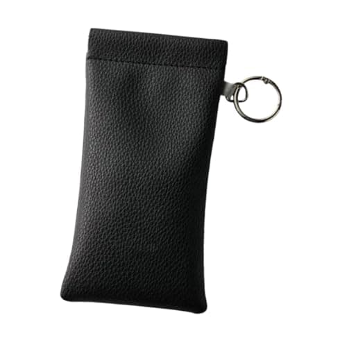 YWMJZEU Sunglasses Pouch Eyeglasses Case Glasses Bag Storage Organizer Faux Leather Water Resistant Compression Resistant with Lanyard Suitable for Commute Ba, black