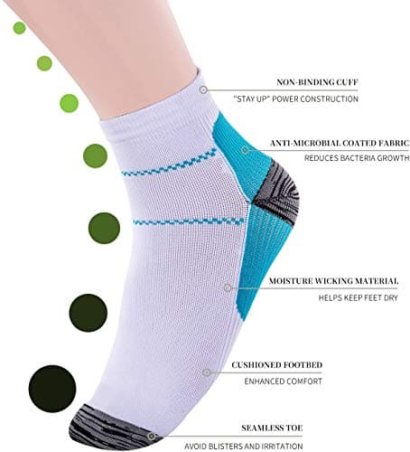 Compression Socks for Women & Men-Upgraded Sport Plantar Fasciitis Arch Support- Low Cut Compression Foot Socks Best for Athletic Sports, Running, Medical, Travel, Pregnancy (6 Pairs) — view 3