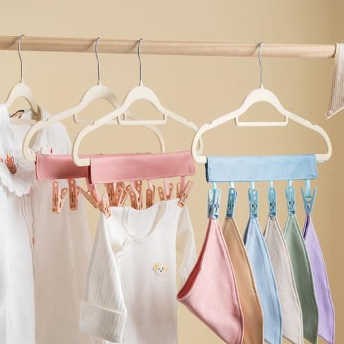 Travel Hangers Foldable|Foldable Travel Hangers 3Pk, 6 Clips, 3 Colors — view 3