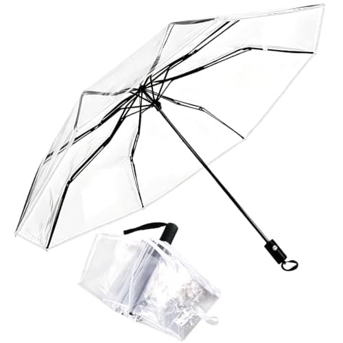 NKFBEV Clear Umbrella, 8 Ribs Rainproof and Folding Transparent Umbrella