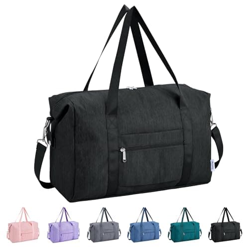Narwey for Ryanair Cabin Bags 40X30X20 Underseat New Ryanair Small Foldable Travel Duffel Hospital Weekend Bag for Women Ryan Air Carry on Luggage Holdall Tote for Men 20L (Black)