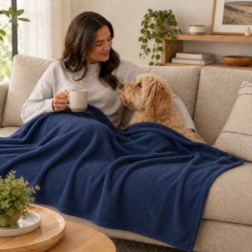 Adore Home Soft Warm Polar Fleece Blanket Large - Cosy Throw for Sofa, Bed, Travel, Car and Camping, 120x150cm, Navy — view 6