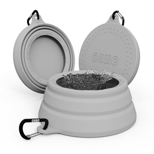 OHMO Non Spill Collapsible Dog Bowl, 700 ml, Ash Grey