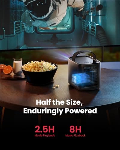 NEBULA Anker Mars 3 Air 1080p Mini Projector, Smart 400 ANSI-Lumen Portable Projector with Google TV, Wi-Fi, Dolby Digital, 2×8W, 150-Inch Picture, Built-In Battery with 2.5-Hour Playtime — view 4
