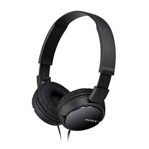 Sony MDR-ZX110 Wired Overhead Headphones, Neodymium Dynamic Drivers, Swivel Fold Design - Black