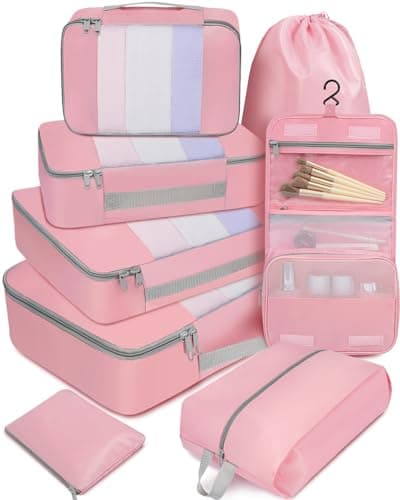 BAGAIL 8 Set Packing Cubes Various Sizes Packing Organizer for Travel Accessories Luggage Carry On Suitcase - Matcha Green