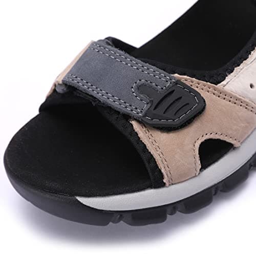 Harssidanzar SL256EU Women's Summer Sports Sandals Hiking Sandals Outdoor Hiking Sandals Adjustable Strap Leather Sandals, Pink black, 9 UK — view 3