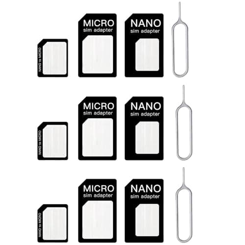 4 in 1 Nano SIM Card Adapter, 3 Set SIM Card Adapter with SIM Ejector Pin Compatible with Mobile Phone