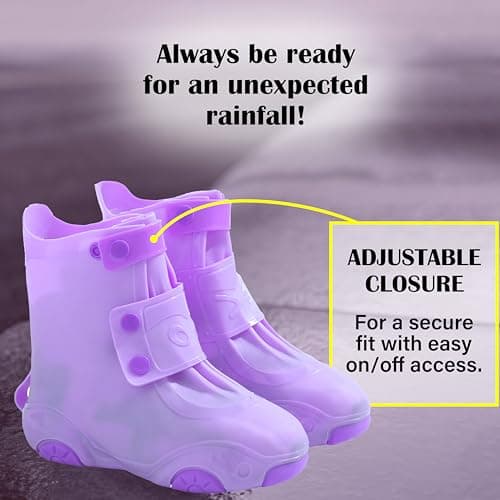 Rain Shoe Covers | Waterproof Shoe Covers for Kids Boys Girls | Reusable Galoshes Overshoes (Purple, x-Large) — view 5