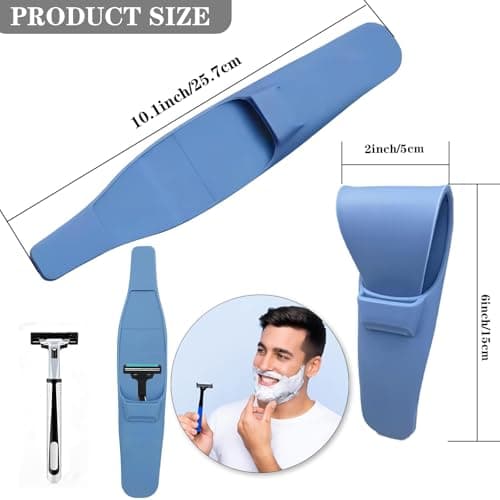 Razor Case, Waterproof Razor Protector, Portable Silicone Razor Travel Case for Manual Razor Storage and Travel（Blue） — view 3