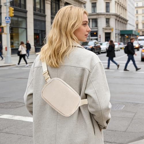 Corduroy Waist Bag for Women, Bumbag Belt Bag Sling Bag Women's Shoulder Bag Crossbody Bags for Women with Adjustable Shoulder Straps, Gift for Her (Off-White) — view 2