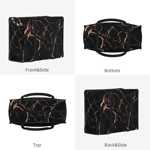 Heavy Duty Storage Tote With Zippers, Waterproof Large Moving Bags For Space Saving Black Gold Marble Storage Bags For Clothes, Bedding, Laundry & Home Organization — view 2