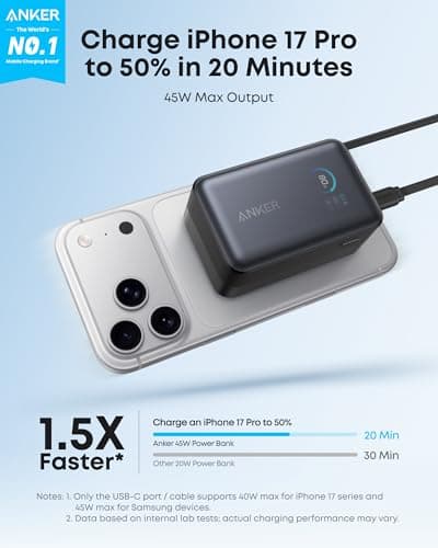 Anker Nano Power Bank, 10,000mAh Portable Charger & 45W Max Compact Battery Pack (Bundle) — view 3