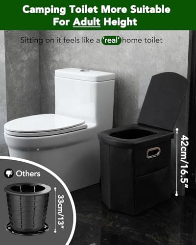 E EASTSTORM Camping Toilet 16.5'' Home Height Foldable Soft Seat — view 2