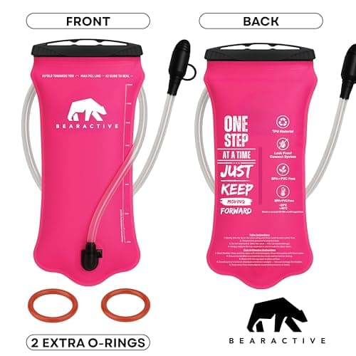 Bearactive Hydration Bladder, Water Bladder 2L for Running Backpack with BPA-Free TPU, Hydration Pack, Leak-Proof Water Pouch, No Plastic Smell – Hiking, Running, Cycling & Camping (Pink, 2 Litre) — view 3