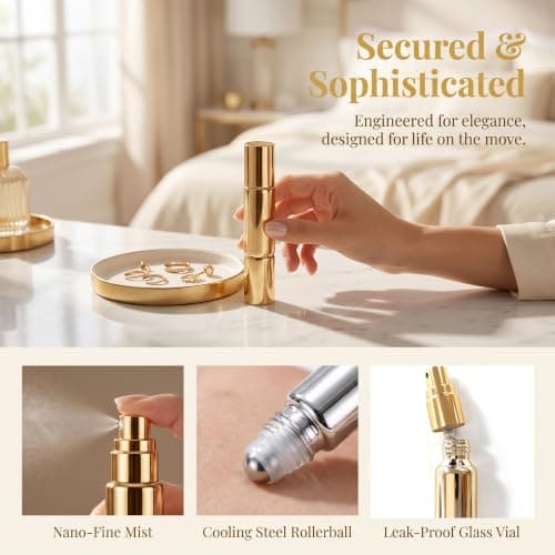 QACUU 2 Pack 10ml Perfume Bottle Empty, Dual-End Spray and Roller Glass Set — view 5