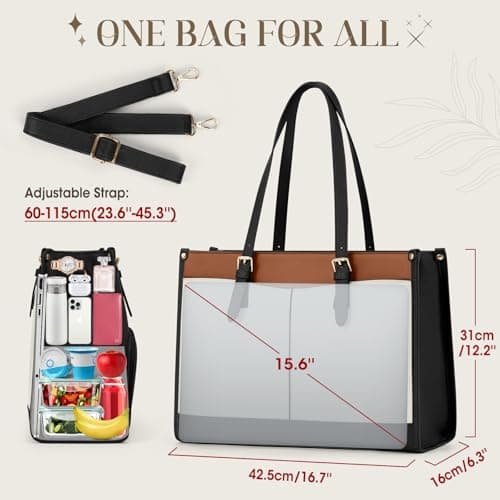 RAINSMORE Laptop Work Bags for Women with Insulated Lunch Compartment Large — view 5