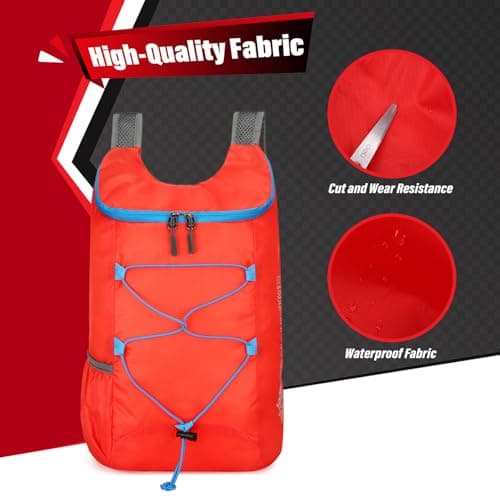 Sahunfri 2 Pcs Ultra Lightweight Backpack, Foldable Backpack Water Resistant Travel Rucksack, Multi-Functional Foldable Backpacks Womens Men For Camping, Hiking, Biking — view 2