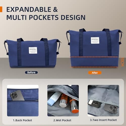 SHOWKOO Luggage Set 5 Piece Hardshell PC+ABS Expandable Suitcase, Blue — view 5