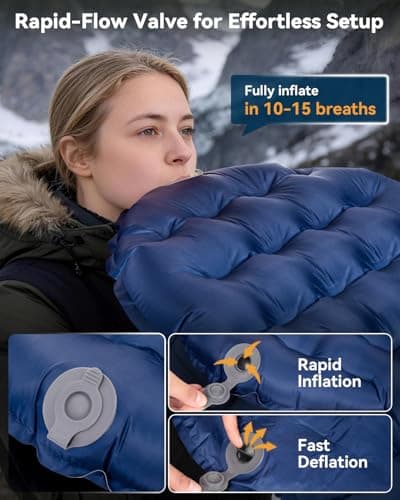 HIKENTURE 430g Ultralight Camping Mat, 4.0 R-Value 8cm Sleeping Pad, Blue — view 5