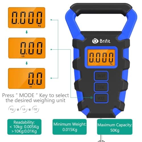ORIA Digital Fishing Scale, 50kg Hanging Luggage Scale with Tape Measure — view 6
