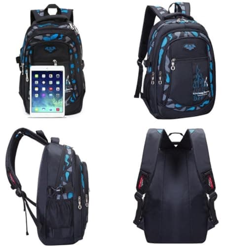 ADGBPE Boys Backpack School Bag Secondary Rucksacks Teenage Student Durable Heavy Duty Large Kids Bookbags Waterproof (4-Black) — view 5