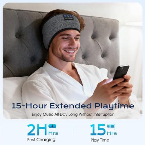 LC-dolida Sleep Headphones Headband Sleeping Headphones, Ultra Soft Bamboo Fibe Bed Headphones with HiFi Speakers Lightweight Sleep Music Headband for Travel/Meditation/Yoga/Audio books — view 6