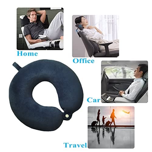 NavoX Travel Pillow Memory Foam Neck Pillow for Travel w/sleep mask/Earplug/Pouch, Neck Support Pillow Quick Pack Lightweight for Camping, Car, Airplane/Blue — view 4