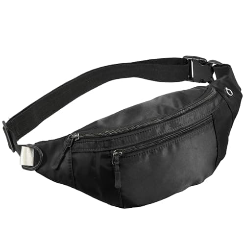 Bum Bag Crossbody Fanny Pack for Ladies Men Women Oxford Cloth Waterproof Waist Bag with Hidden Zipper Pockets Adjustable Strap for Sport Running Hiking Jogging Travel(Black)