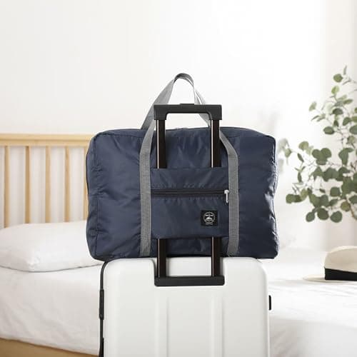Foldable Travel Bag, 2 Pack Foldable Travel Duffel Bags, Waterproof Carry On Luggage Bag, Shoulder Shopping Clothes Organizer Luggage Bag,Suitable for Sports and Travel, Black — view 4