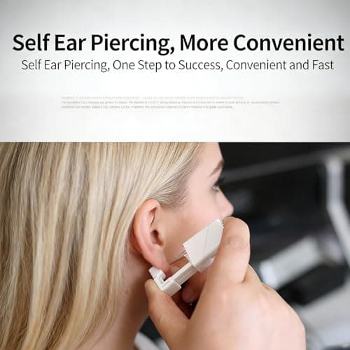 FJDRSIG 2 Pcs Disposable Ear Piercing Kit, Painless Self Ear Piercing Gun Kit, Portable Self Ears Piercings, Safety Ears Piercings Gun Tool,for Girls Boys Women Men Lobe Cartilage Helix(White) — view 5