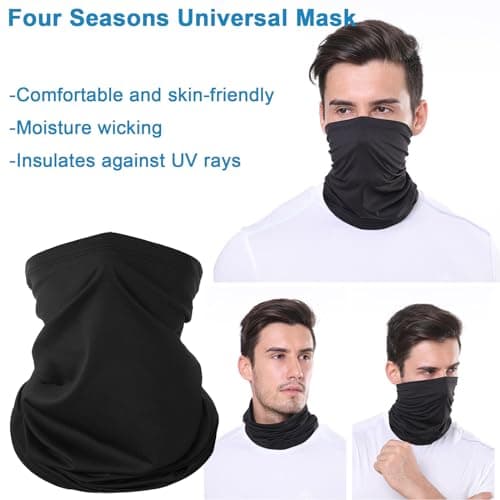 KEYRI 3 Pack Bandana Neck Warmer Ski Snood for Men & Women Multifunctional Headwear Face Mask Elastic Neck Gaiters Windproof Headband Snood UV Resistence for Outdoors Sports Cycling Hiking (3 Black) — view 6