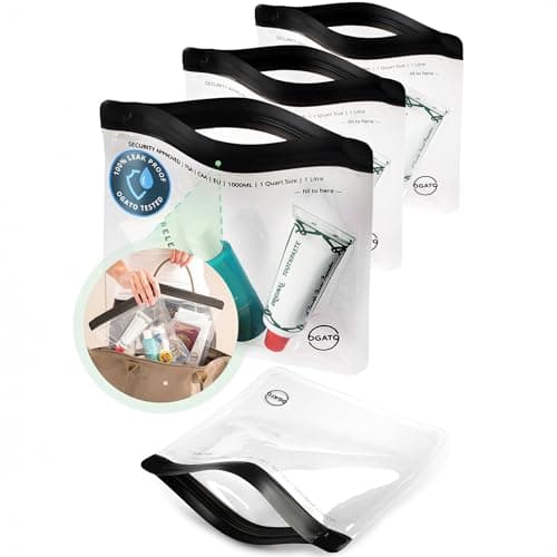 Ogato Clear Toiletry Bag, TSA-Style Airport Approved, Leakproof, 3-Pack
