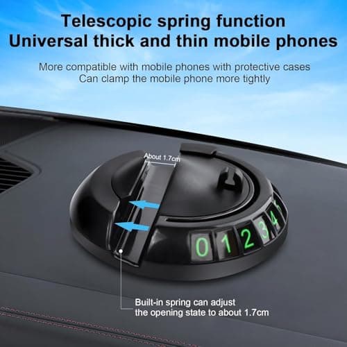 Multifunction Car Anti-Slip Mat, With 360 Rotatable Car Magnetic Phone Holder, Multifunction Anti Skid Dashboard Pad with Temporary Parking Number (Gold) — view 4