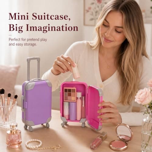 PYuWejn 2 Pcs Mini Suitcase, Suitcase Model, Purple and Magenta — view 6