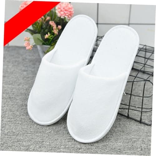 Disposable Loop Fabric Slippers, 1 Pair, White Hotel Indoor Slippers — view 3