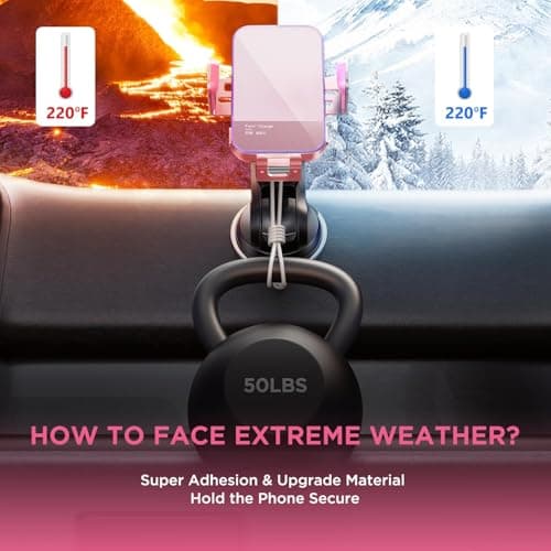 Car Phone Holder Wireless Charger,【7 Colored RGB Backlit】MOSURR 15W Auto Clamping Wireless Car Charger Mount for iPhone 16 15 14 Mini Pro Max, Samsung Galaxy S26 Ultra S25 S24+, etc - Pink — view 4