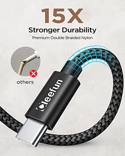 CLEEFUN 5-Pack[0.3m/30cm] Short USB C Cable Fast Charging USBA to USBC Lead — view 5