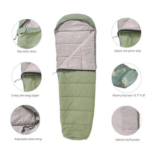 Nature Link Lightweight Mummy Sleeping Bag, Nylon Shell and Lining, Waterproof, Roomy Mummy Sleeping Bag, Great for 3-4 Season Outdoor Backpacking, Hiking, Camping, for Adults and Kids — view 3